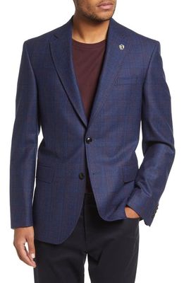 Ted Baker London Jay Slim Fit Plaid Wool & Silk Sport Coat in Blue
