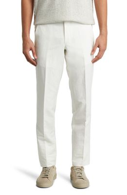 Ted Baker London Jerome Flat Front Linen & Cotton Dress Pants in Ecru