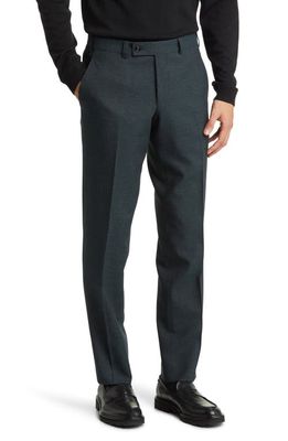 Ted Baker London Jerome Flat Front Wool Dress Pants in Forest Teal