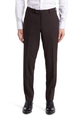 Ted Baker London Jerome Flat Front Wool Dress Pants in Tobacco