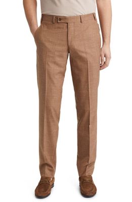 Ted Baker London Jerome Trim Fit Flat Front Wool Blend Pants in Camel