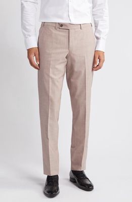 Ted Baker London Jerome Trim Fit Soft Constructed Flat Front Wool & Silk Blend Dress Pants in Coral