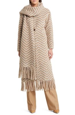 Ted Baker London Jilliya Twill Knit Scarf Coat in Camel