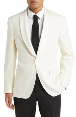 Ted Baker London Josh Magnolia Shawl Collar Stretch Wool Dinner Jacket in Off White