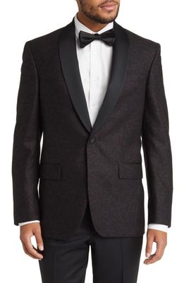 Ted Baker London Josh Slim Fit Floral Jacquard Wool & Cashmere Dinner Jacket in Black