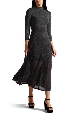 Ted Baker London Kannie Metallic Sparkle Knit Fit & Flare Dress in Black