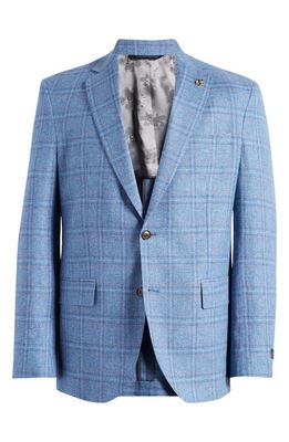 Ted Baker London Karl Slim Fit Soft Construction Plaid Wool Blend Sport Coat in Light Blue
