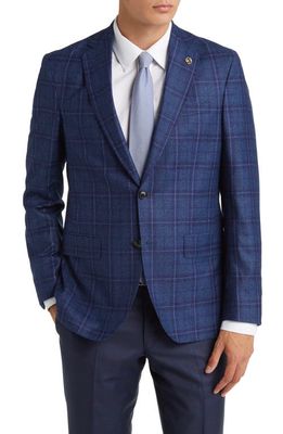 Ted Baker London Karl Slim Fit Windowpane Plaid Wool Sport Coat in Blue