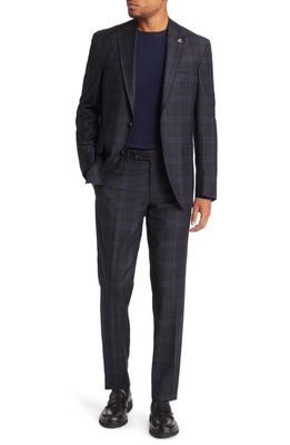 Ted Baker London Karl Unconstructed Plaid Wool Suit in Black