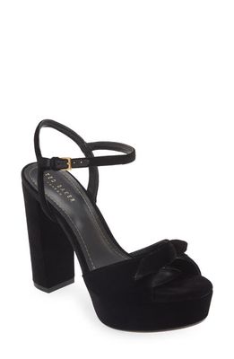 Ted Baker London Kayvi Peep Toe Velvet Platform Sandal in Black