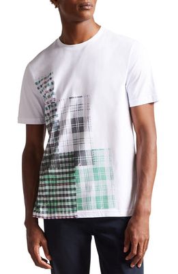 Ted Baker London Kilt Cotton Graphic Tee in Mid Green/White