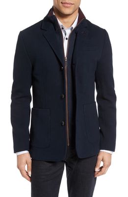 Ted Baker London Knit Bib Inset Three-Button Jacket in Navy