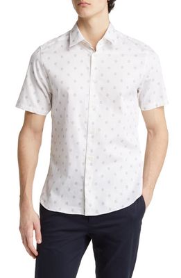 Ted Baker London Kymsho Slim Fit Floral Short Sleeve Button-Up Shirt in White