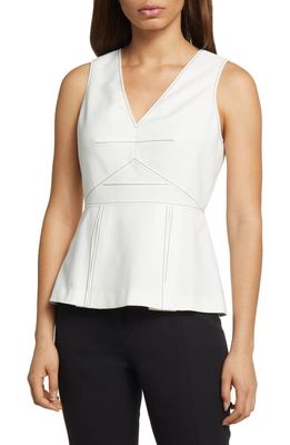 Ted Baker London Lahraa Contrast Stitch Structured Peplum Blouse in White