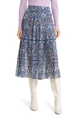 Ted Baker London Lailaah Tiered Pleated Midi Skirt in Mid Blue