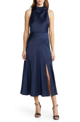 Ted Baker London Lilymay Bias Cut Satin Dress in Dark Blue