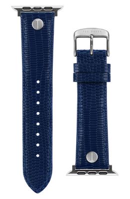 Ted Baker London Lizard Embossed Leather 22mm Apple Watch Watchband in Blue