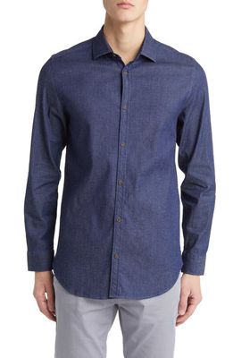 Ted Baker London Loders Slim Fit Stretch Chambray Button-Up Shirt in Blue