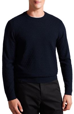 Ted Baker London Lounge 'T' Stitch Crewneck Sweater in Navy