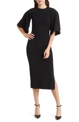 Ted Baker London Lounia Fluted Sleeve Body-Con Sweater Dress in Black