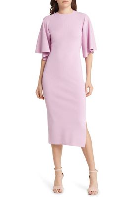 Ted Baker London Lounia Fluted Sleeve Body-Con Sweater Dress in Lilac