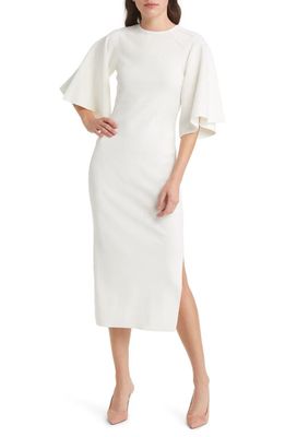 Ted Baker London Lounia Fluted Sleeve Body-Con Sweater Dress in White