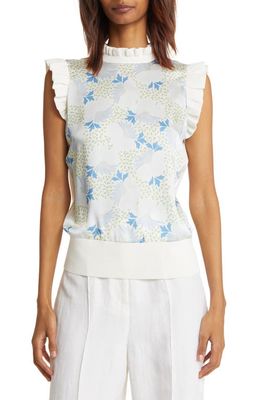 Ted Baker London Luseea Floral Mix Media Knit Top in Sky Blue