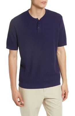 Ted Baker London Macarth Short Sleeve Cotton Henley in Navy