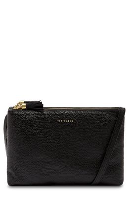 Ted Baker London Maceyy Double Zip Leather Crossbody Bag in Black