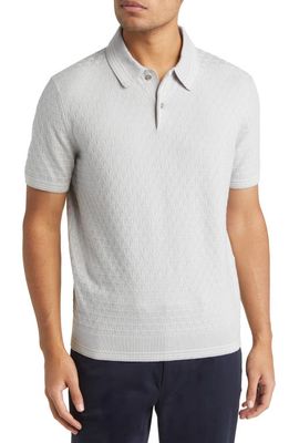 Ted Baker London Mahana Stitched Short Sleeve Polo Sweater in Light Grey