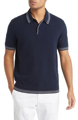 Ted Baker London Mahana Stitched Short Sleeve Polo Sweater in Navy