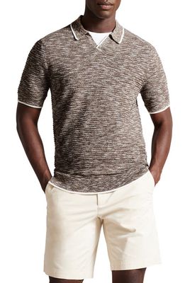 Ted Baker London Marled Polo Sweater in Dark Brown
