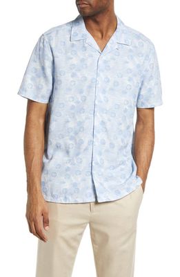 Ted Baker London Maslin Spot Print Short Sleeve Button-Up Camp Shirt in Light Blue