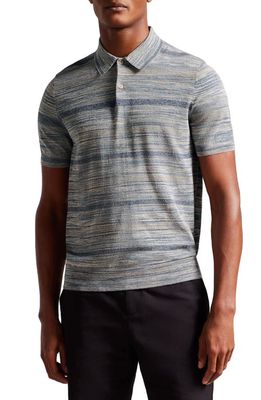 Ted Baker London Mauda Ombré Stripe Cotton Blend Polo Sweater in Stone