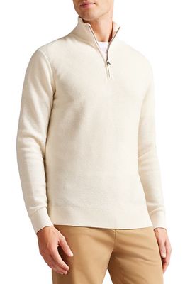 Ted Baker London Meaddo Half Zip Sweater in Natural