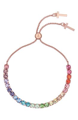 Ted Baker London Melrah Icon Crystal Slider Tennis Bracelet in Rose Gold Rainbow Crystal