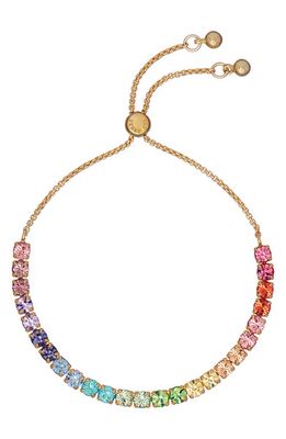 Ted Baker London Melrah Rainbow Crystal Slider Bracelet in Gold Rainbow Pastel Crystal