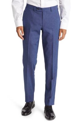 Ted Baker London Men's Jerome Trim Fit Flat Front Wool Blend Pants in Blue
