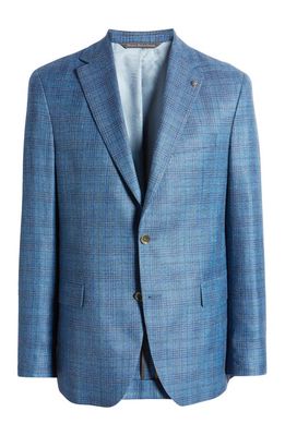 Ted Baker London Midland Contemporary Fit Plaid Wool Blend Blazer in Mid Blue