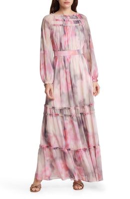 Ted Baker London Miray Floral Print Ruffle Long Sleeve Dress in Coral