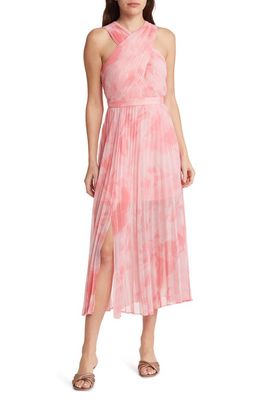 Ted Baker London Mirelia Floral Print Pleated Crossover Dress in Coral