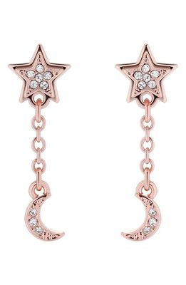 Ted Baker London Moojii Pavé Star Moon Drop Earrings in Rose Gold Clear Crystal