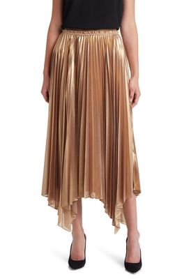 Ted Baker London Nattiee Pleated Handkerchief Hem Skirt in Tan