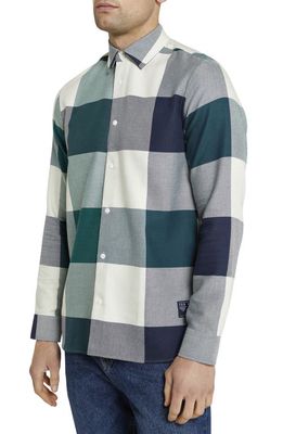 Ted Baker London Notley Oversize Check Button-Up Flannel Shirt in Dark Green