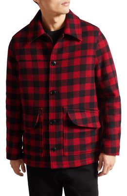 Ted Baker London Nutley Buffalo Plaid Wool Blend Overshirt in Red