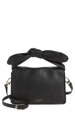 Ted Baker London Nyalina Knot Bow Leather Shoulder Bag in Black