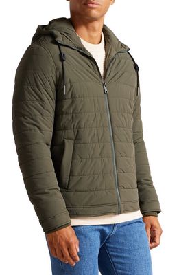 Ted Baker London Ovarn Stretch Quilted Jacket in Khaki