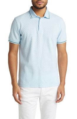 Ted Baker London Palos Regular Fit Textured Cotton Knit Polo in Pale Blue