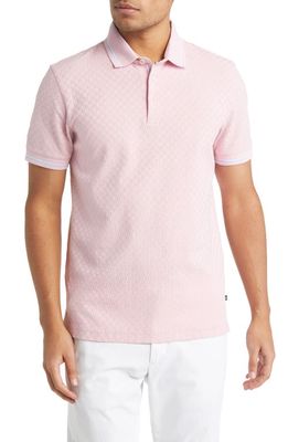 Ted Baker London Palos Regular Fit Textured Cotton Knit Polo in Pale Pink