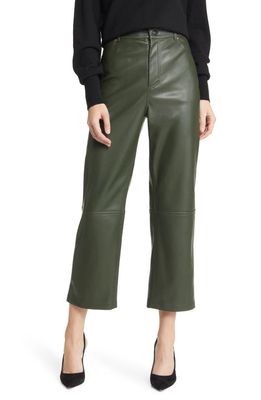 Ted Baker London Plaider Faux Leather Panel Crop Trousers in Khaki
